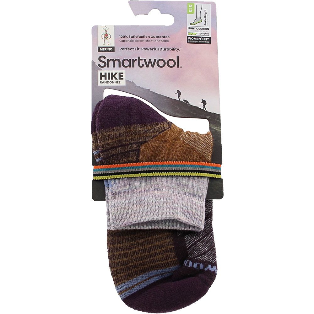 Smartwool Womens Hike Light Cushion Block Pattern Socks Purple View 2