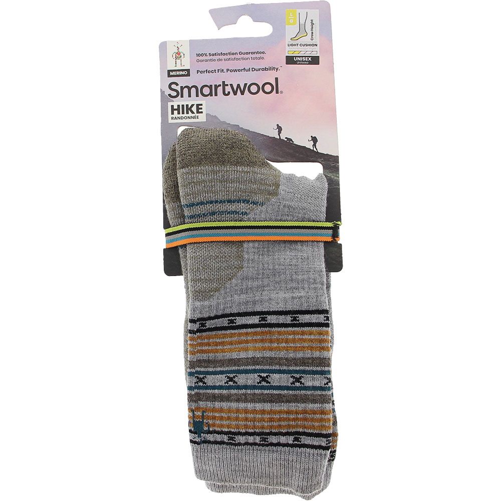 Smartwool Hike Light Cushion Spiked Stripe Mens Socks Gray View 2