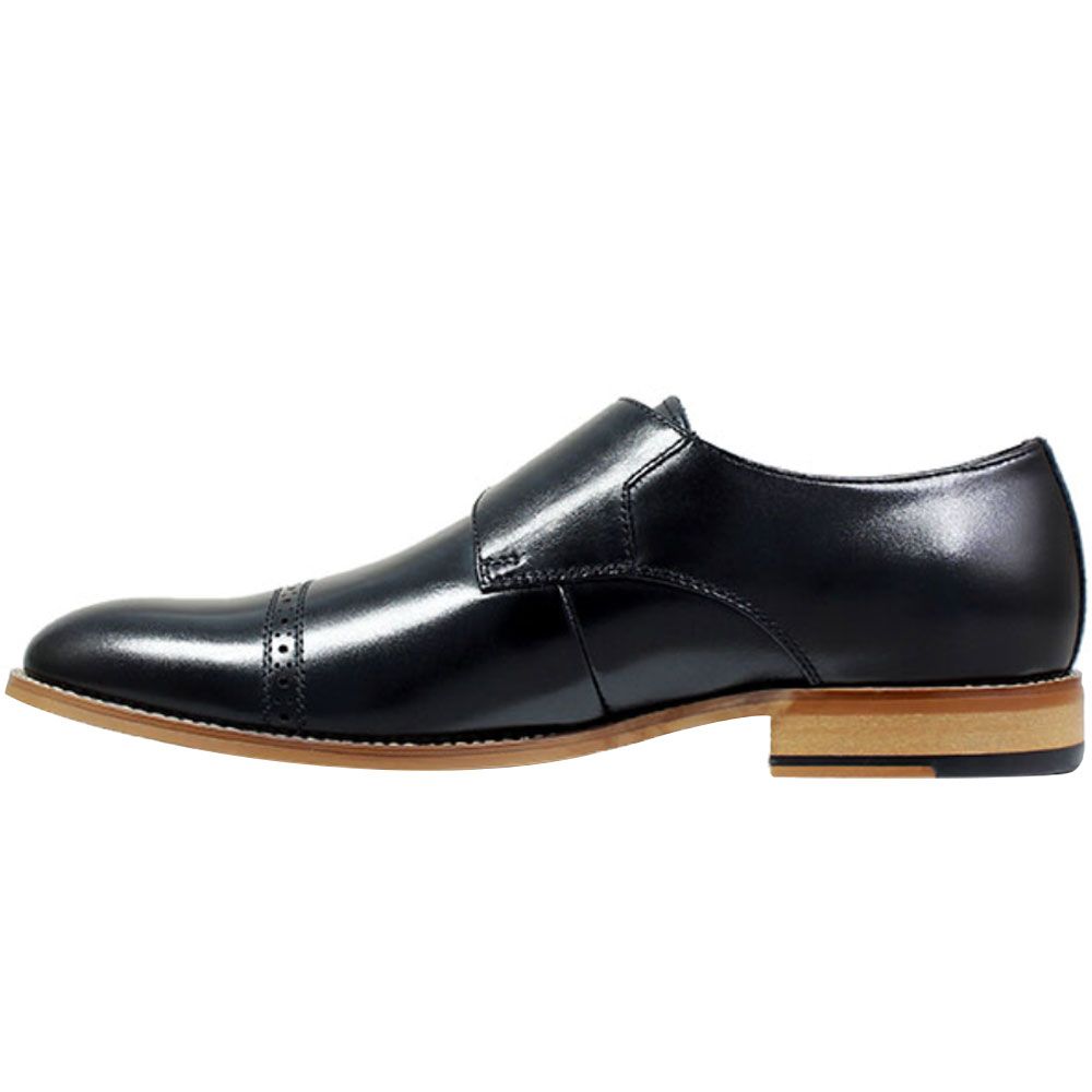 Mens Shoes Stacy Adams Dinsmore Plain Toe Monk Strap Black Leather 25065-001 