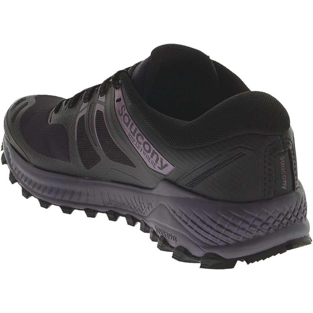 Saucony Peregrine Ice + Trail Running Shoes - Womens Black Purple Back View