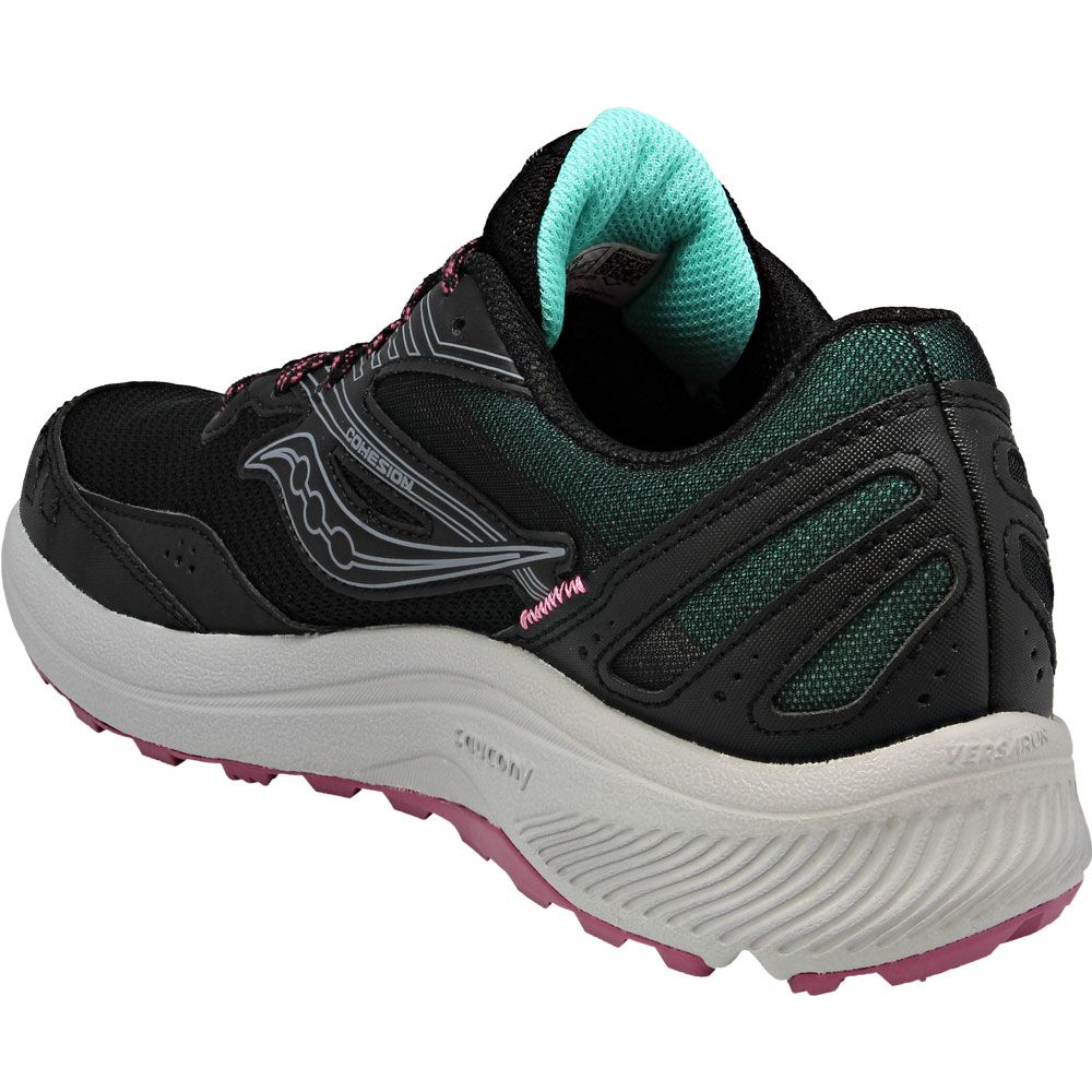 Saucony Cohesion Tr15 Trail Running Shoes - Womens Black Dusk Mint Back View