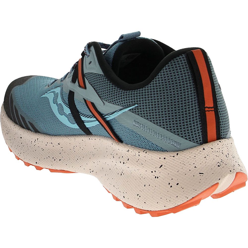 Saucony Ride 15 TR Trail Running Shoes - Womens Blue Mist Ember Back View