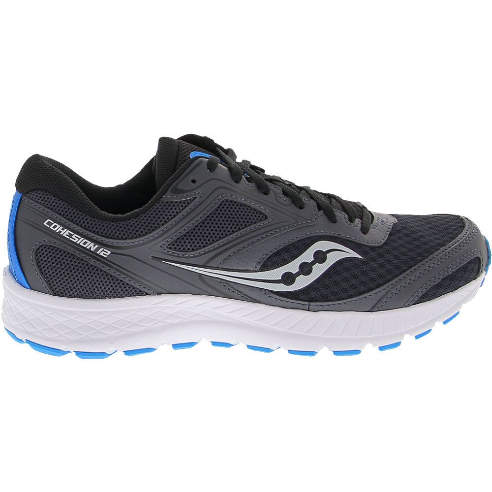 Saucony Cohesion 12 Running Shoes - Mens Black Blue Side View