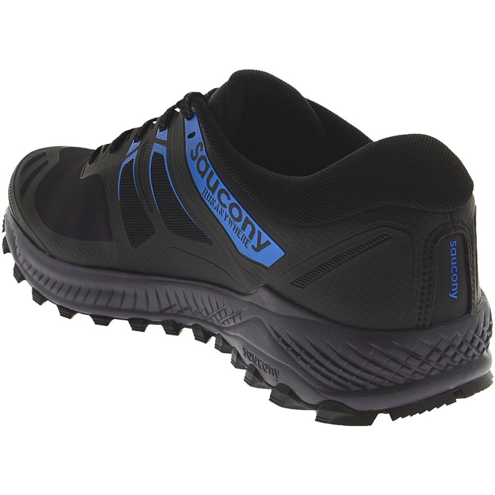 Saucony Peregrine Ice + Trail Running Shoes - Mens Black Blue Back View