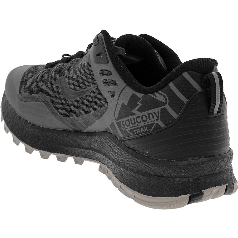 Saucony Xodus 11 Trail Running Shoes - Mens Black Gravel Back View
