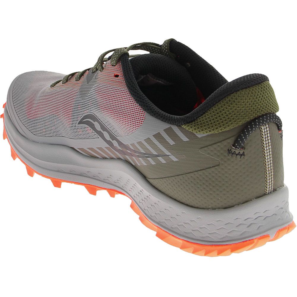 Saucony Peregrine 11 Trail Running Shoes - Mens Alloy Olive Vizi Back View