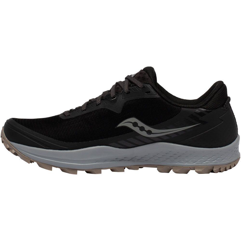 Saucony Peregrine 11 Gtx Trail Running Shoes - Mens Black Grey Back View