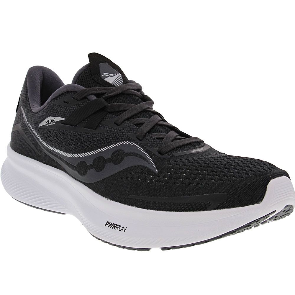 Saucony Ride 15 Running Shoes - Mens Black White