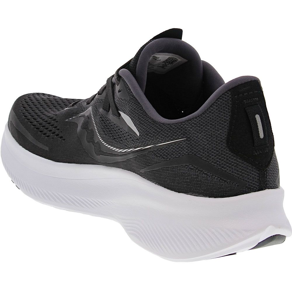 Saucony Ride 15 Running Shoes - Mens Black White Back View