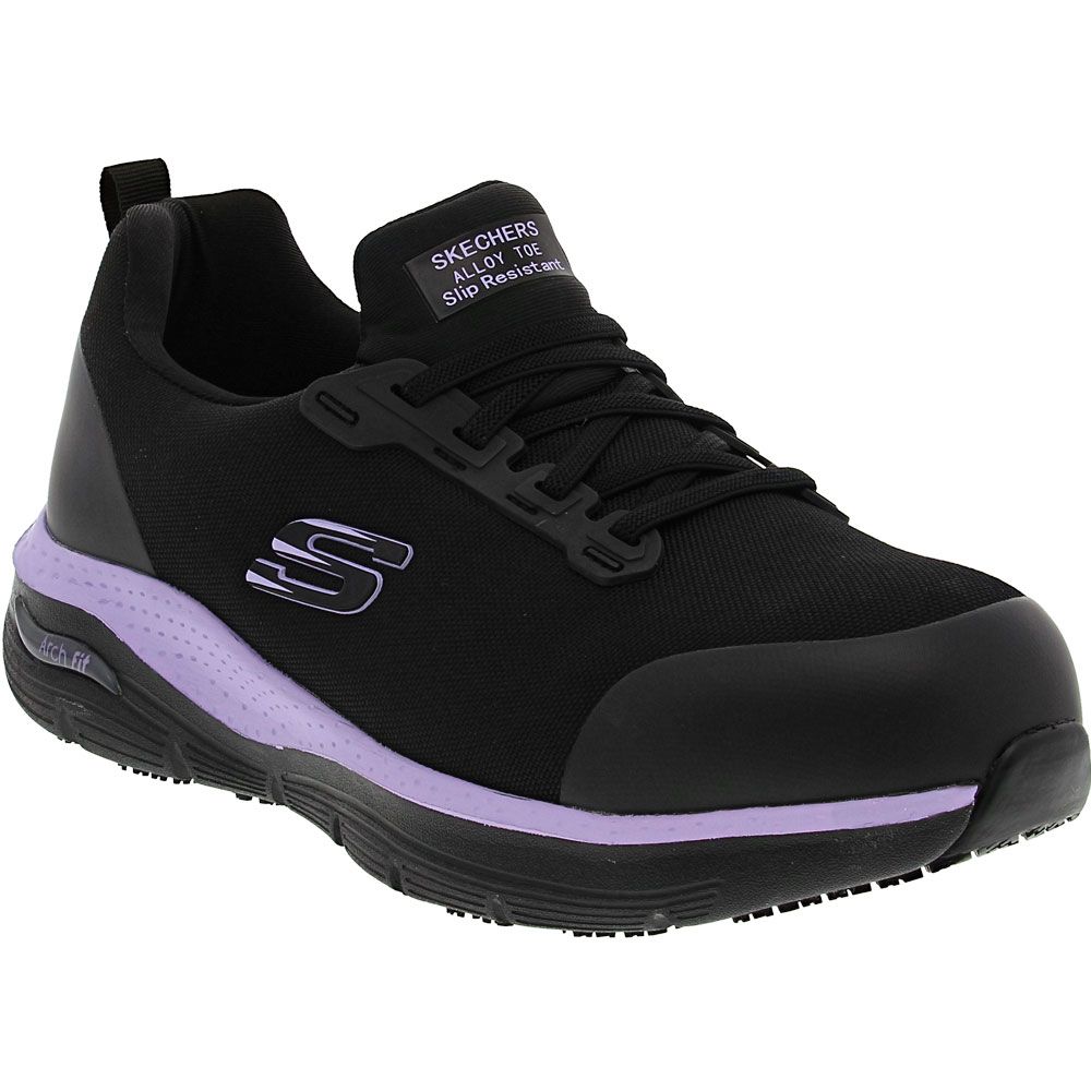 Skechers Work Arch Fit Evzan Safety Toe Work Shoes - Womens Black Purple