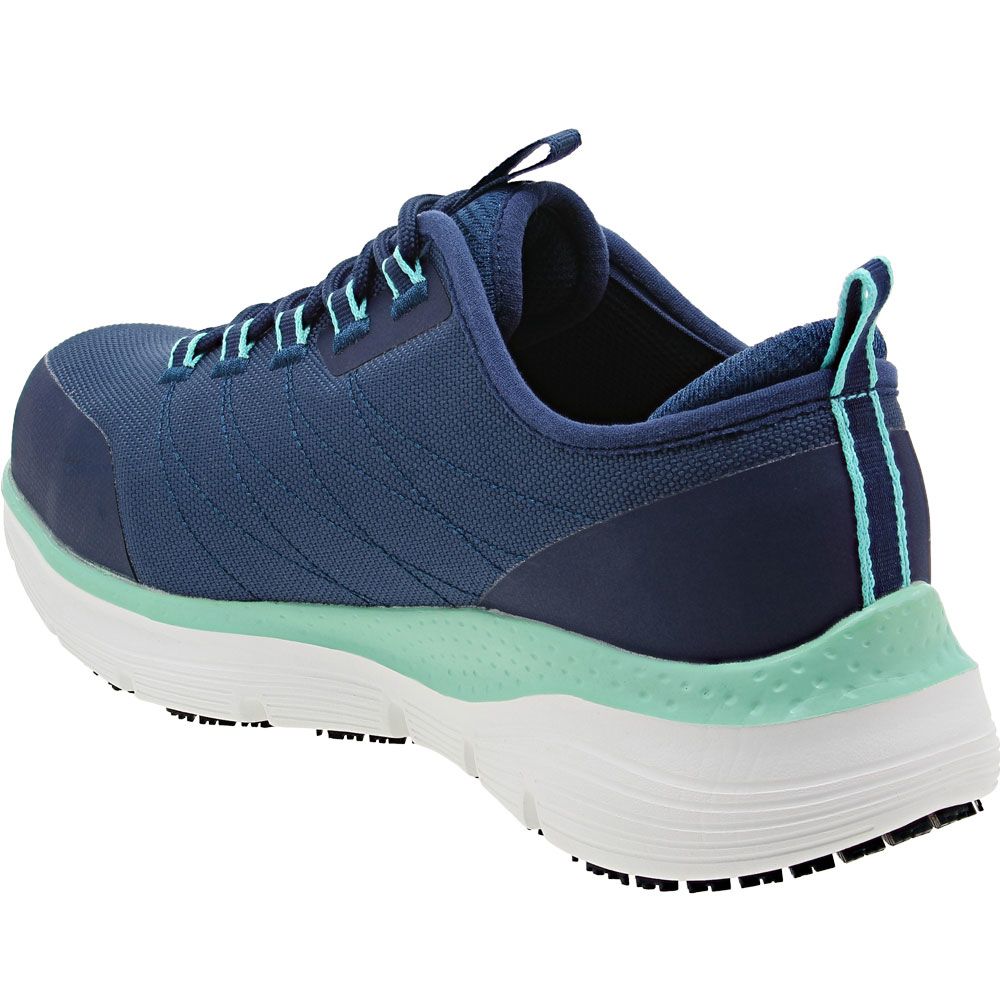Skechers Work Arch Fit Ebinal Composite Toe Work Shoes - Womens Navy Aqua Back View