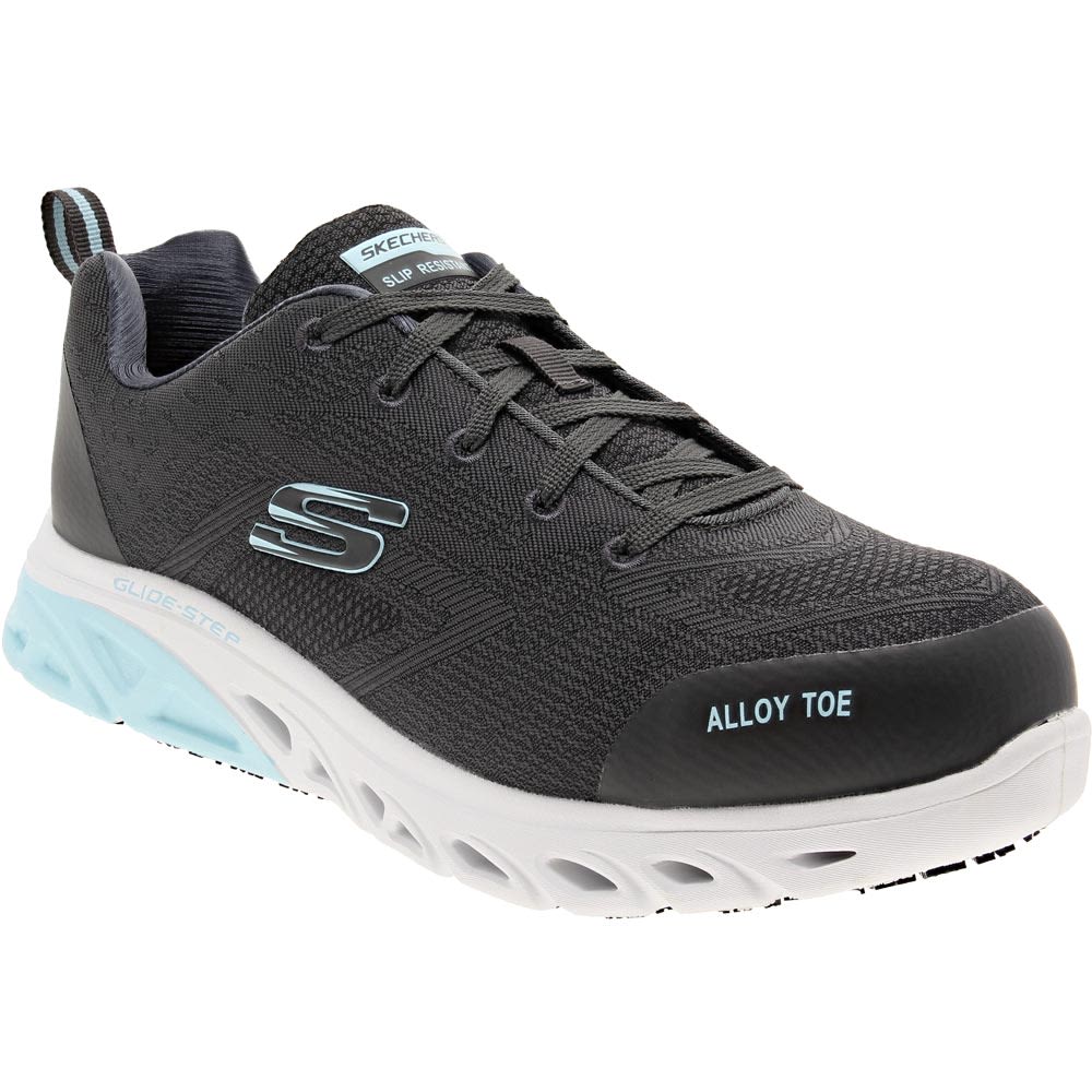 Skechers Work Glide Step Adilly Womens Safety Toe Work Shoes Grey Blue