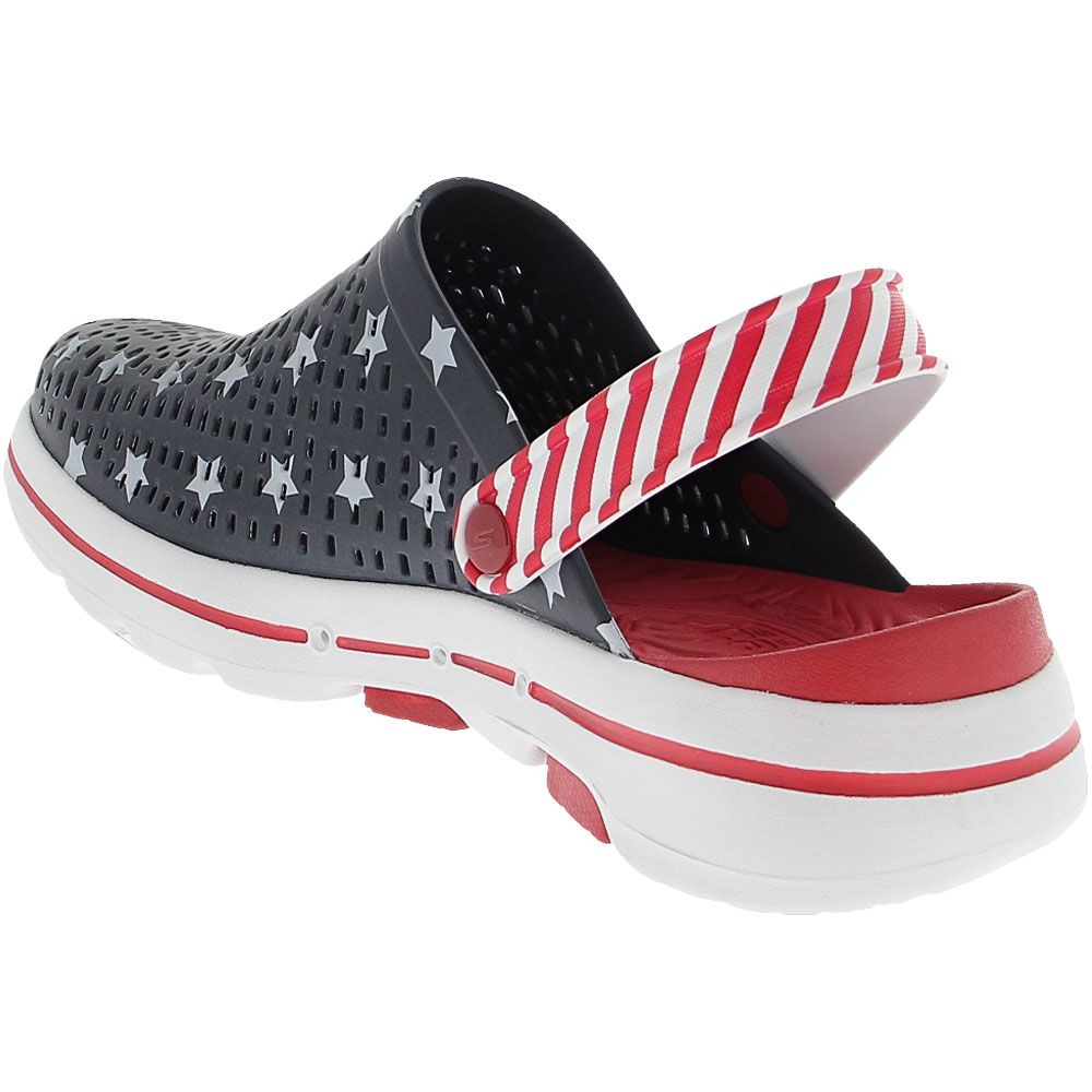 Skechers Go Walk 5 Stars And Stripes Clogs - Womens Navy Red White Back View