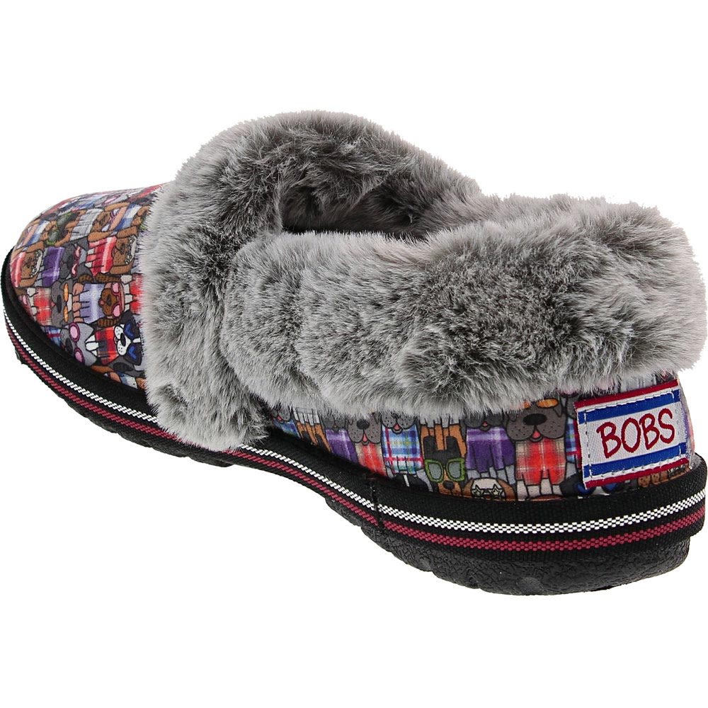 Skechers Too Cozy Plaid Pup Slippers - Womens Black Multi Back View