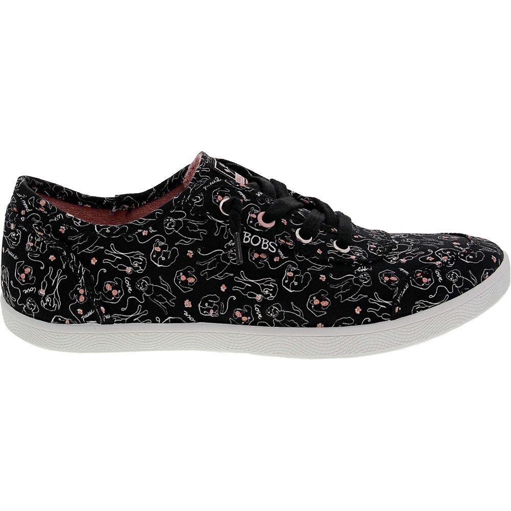 Skechers Bobs B Cute Artsy Dog Lifestyle Shoes - Womens Black Pink Side View