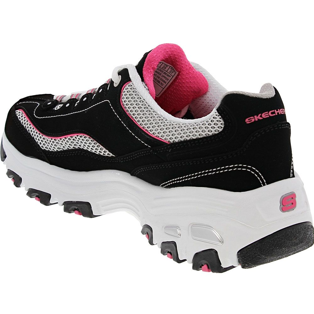 Skechers Dlites Life Saver Running Shoes - Womens Black Pink Back View