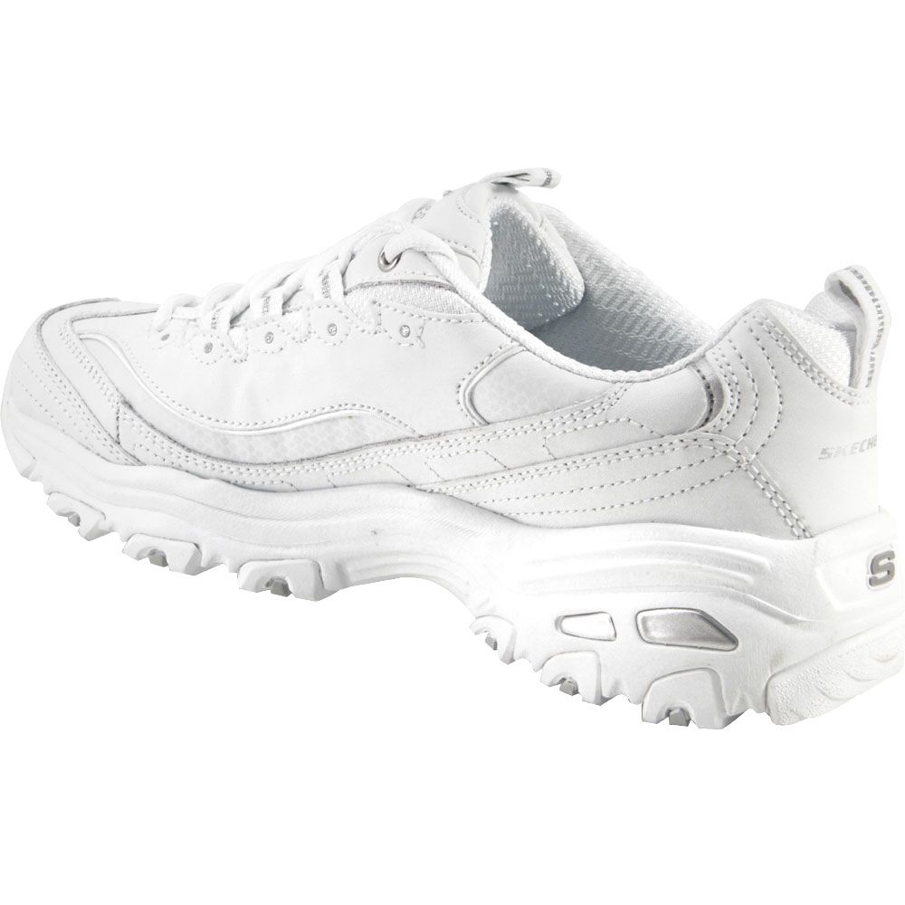Skechers Dlites Fresh Start Lifestyle Shoes - Womens White Silver Back View