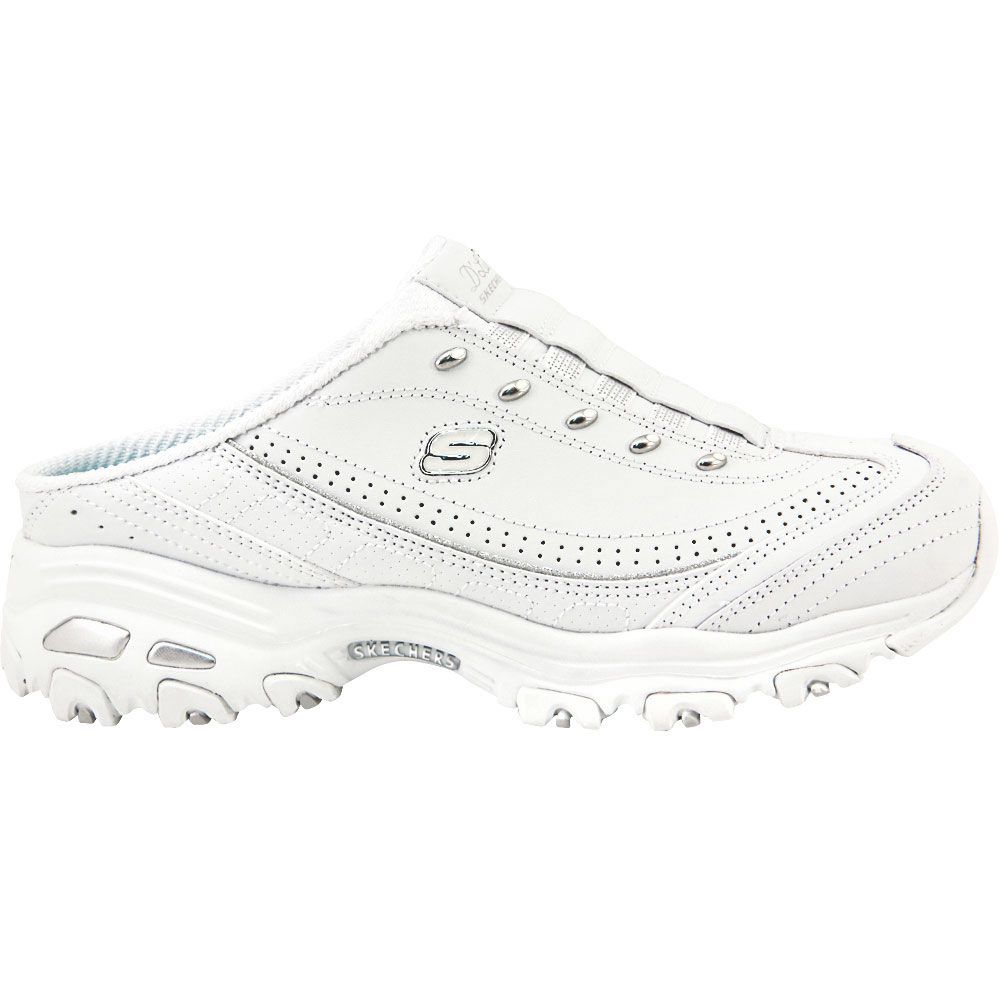 Skechers Dlites Bright Sky Running Shoes - Womens White Silver Side View
