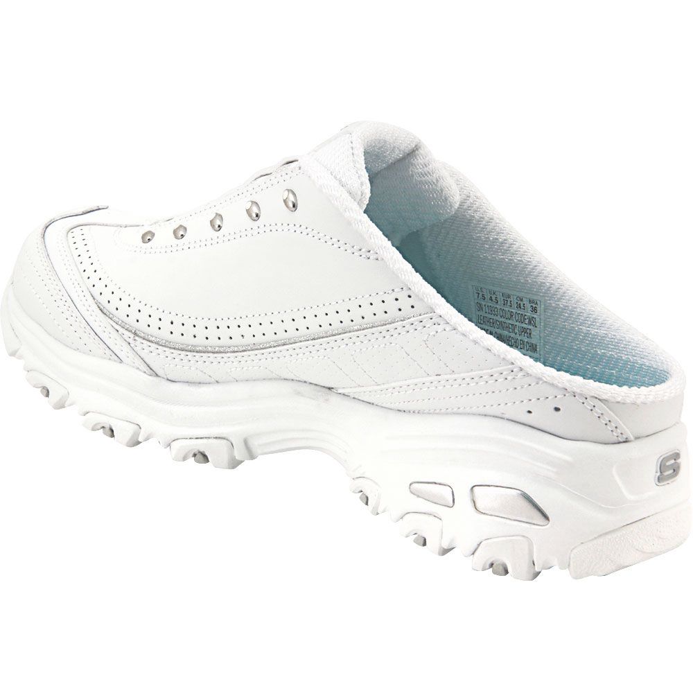 Skechers Dlites Bright Sky Running Shoes - Womens White Silver Back View