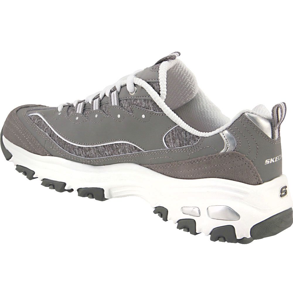 Skechers Dlites Me Time Lifestyle Shoes - Womens Gray White Back View