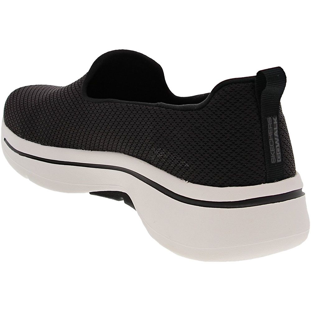 Skechers Go Walk Arch Fit Grate Walking Shoes - Womens Black White Back View