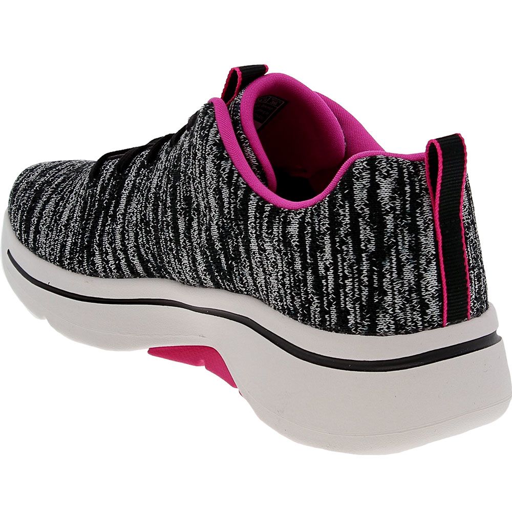 Skechers Go Walk Arch Fit Walking Shoes - Womens Black Hot Pink Back View