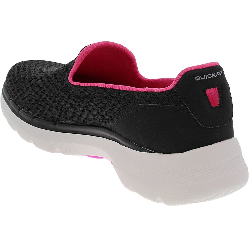 Skechers Go Walk 6 Walking Shoes - Womens Black Hot Pink Back View