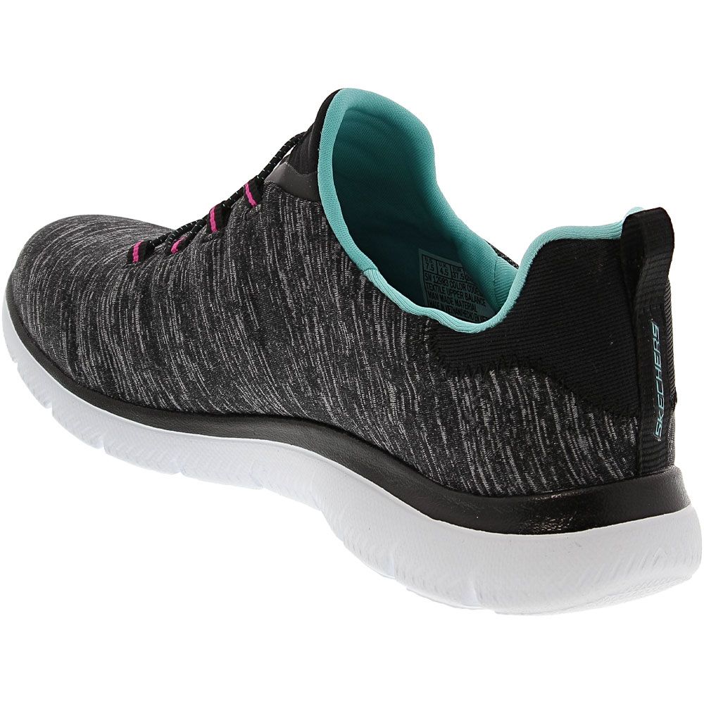 Skechers Summits Quick Getaway Running Shoes - Womens Black Light Blue Back View