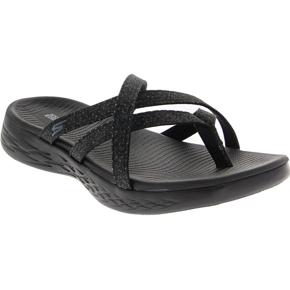 Skechers On The Go 600 Dainty Slide Sandals - Womens Black Grey