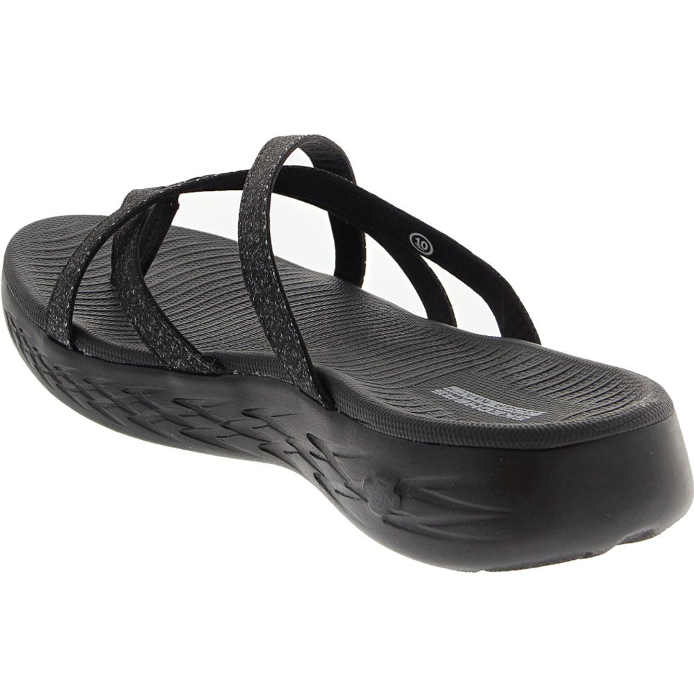 Skechers On The Go 600 Dainty Slide Sandals - Womens Black Grey Back View