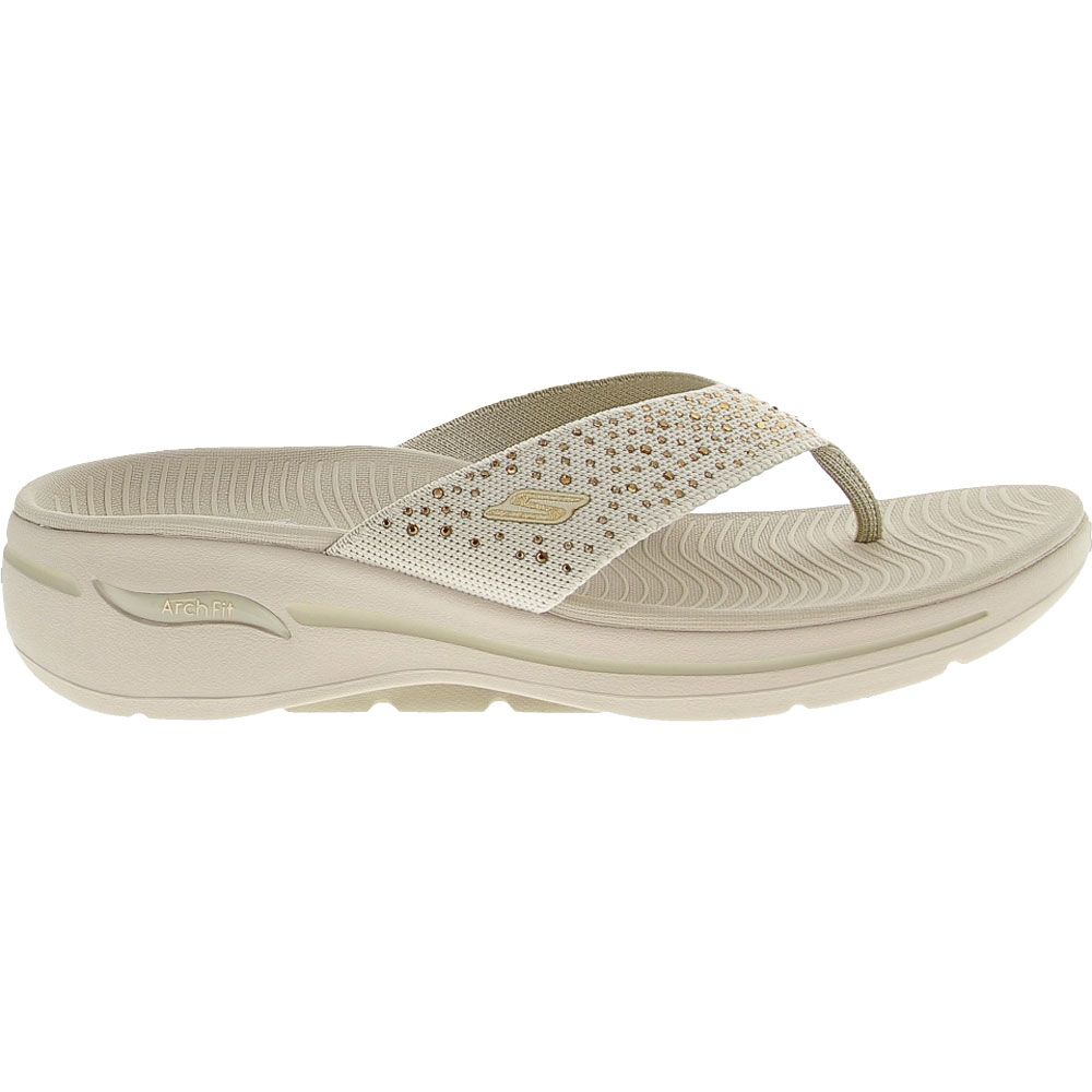Skechers Go Walk Arch Fit Dazzle Womens Sandals Natural Side View