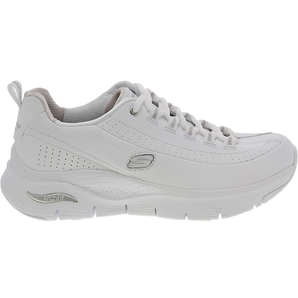 Skechers Arch Fit Citi Drive Lifestyle Shoes - Womens White Silver