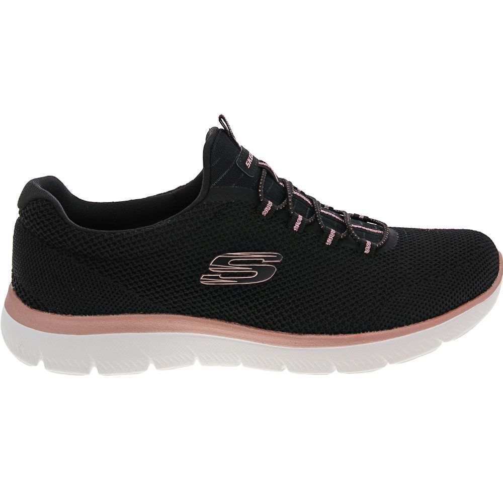 Skechers Summits Cool Classic Lifestyle Shoes - Womens Black Rose Gold Side View