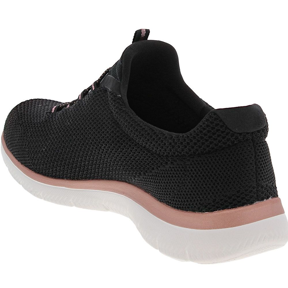 Skechers Summits Cool Classic Lifestyle Shoes - Womens Black Rose Gold Back View