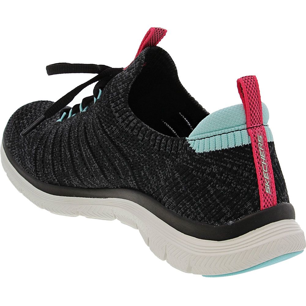 Skechers Flex Appeal  4 Lifestyle Shoes - Womens Black Blue Back View