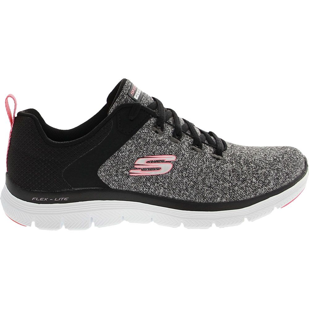 Skechers Flex Appeal 4 Womens Lifestyle Shoes Black Pink Side View