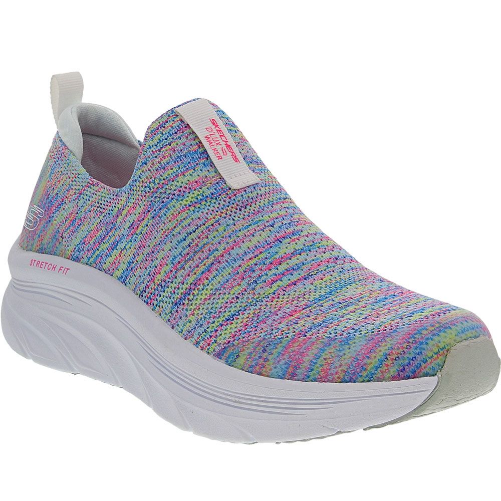 Skechers D'Lux Walker Rainbow Sky Walking Shoes - Womens White Multi