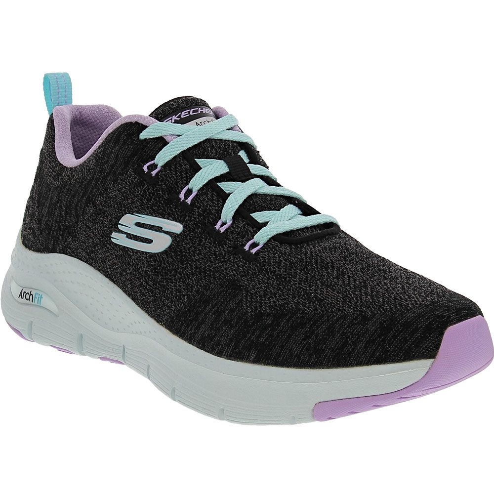 Skechers Arch Fit Comfy Wave Lifestyle Shoes - Womens Black Lavender