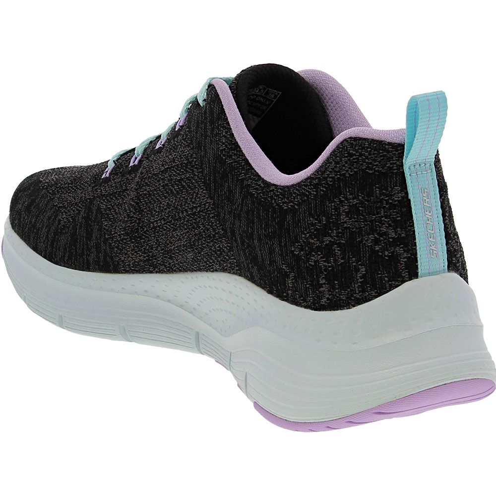 Skechers Arch Fit Comfy Wave Lifestyle Shoes - Womens Black Lavender Back View