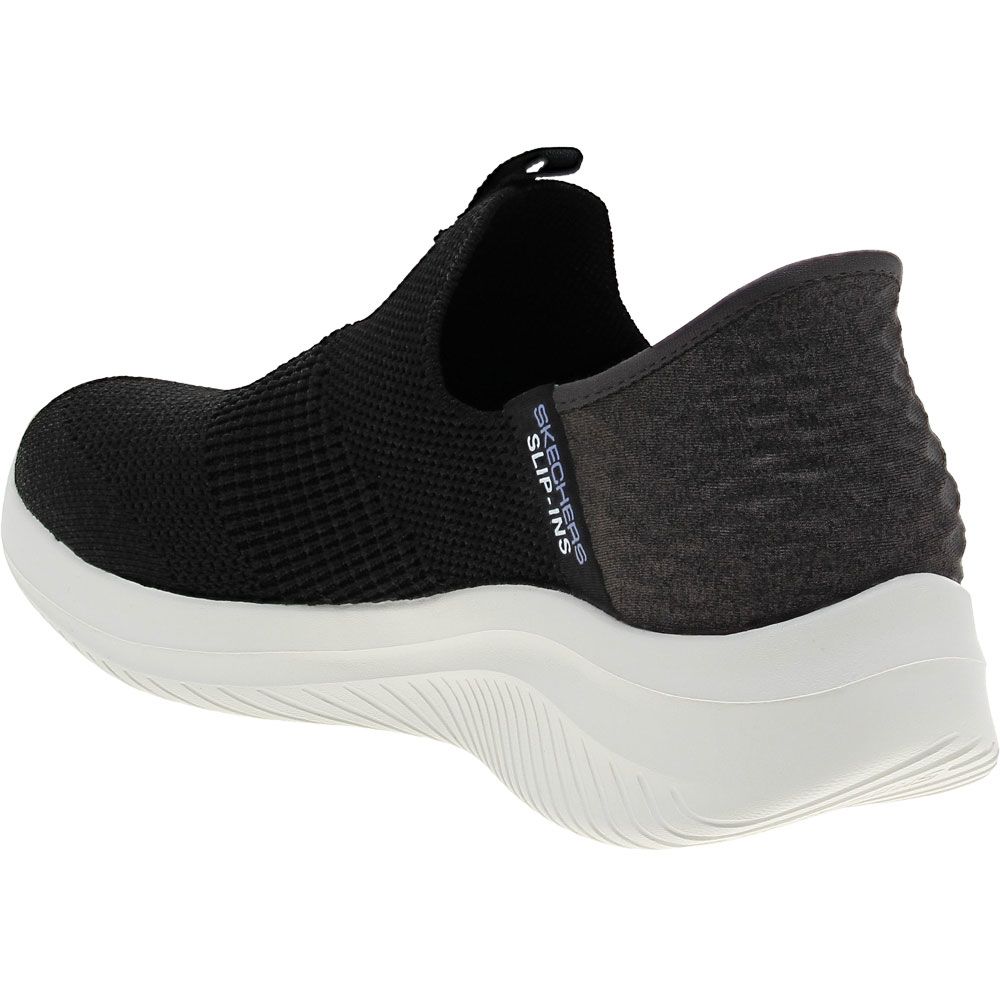 Skechers Slip Ins Ultra Flex 3 Smooth Step Lifestyle Shoes - Womens Black White Back View