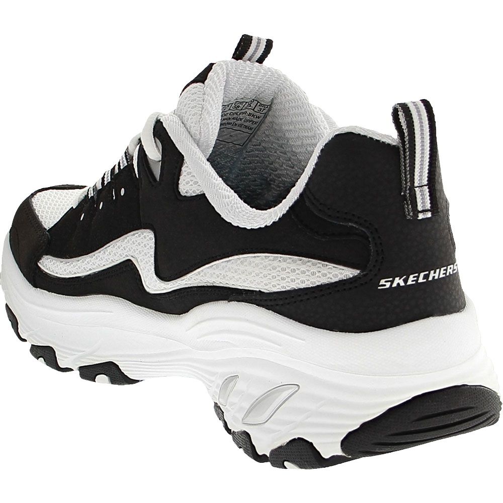 Skechers D'Lites Arch Fit Better Me Womens Lifestyle Shoes Black White Back View