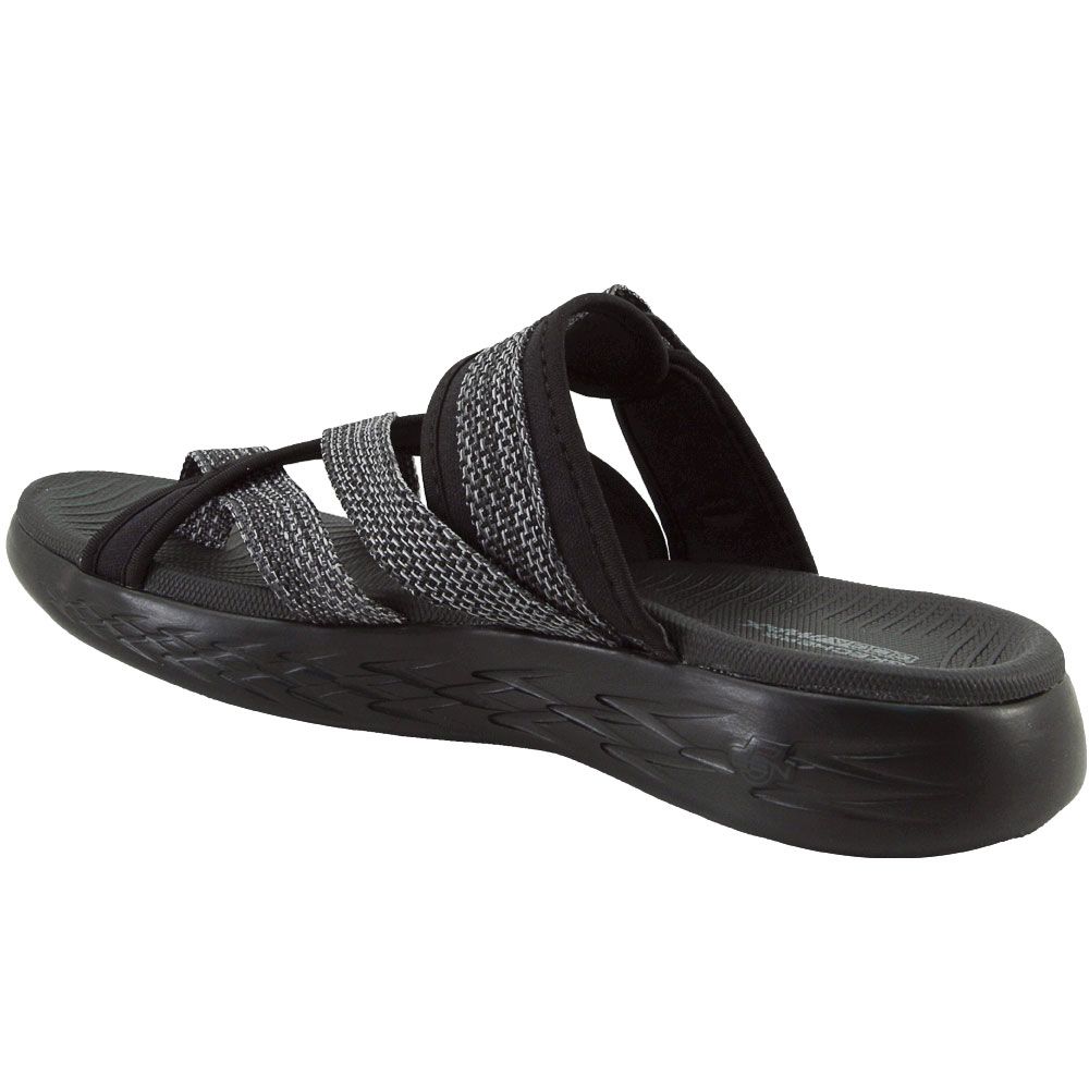 Skechers On The Go 600 Monarch Slide Sandals - Womens Black Grey Back View