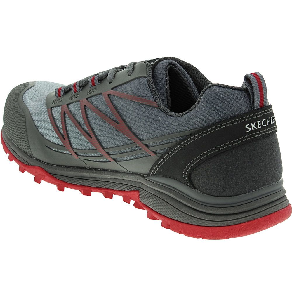 Skechers Work Puxal Firmle Low Composite Toe Work Shoes - Mens Gray Red Back View