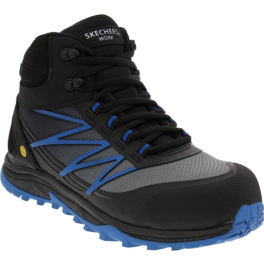 Skechers Work Puxal Firmle Mid Composite Toe Work Shoes - Mens Black Blue