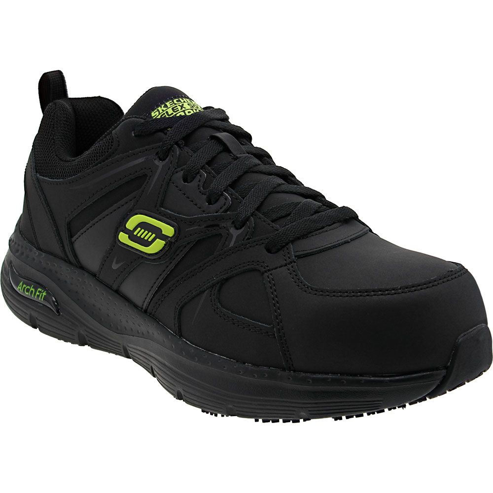 Skechers Work Arch Fit Sellian Safety Toe Work Shoes - Mens Black Green