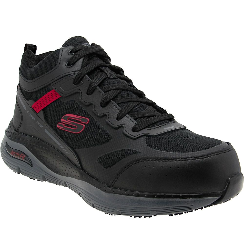 Skechers Work Arch Fit Bensen Composite Toe Work Shoes - Mens Black Red