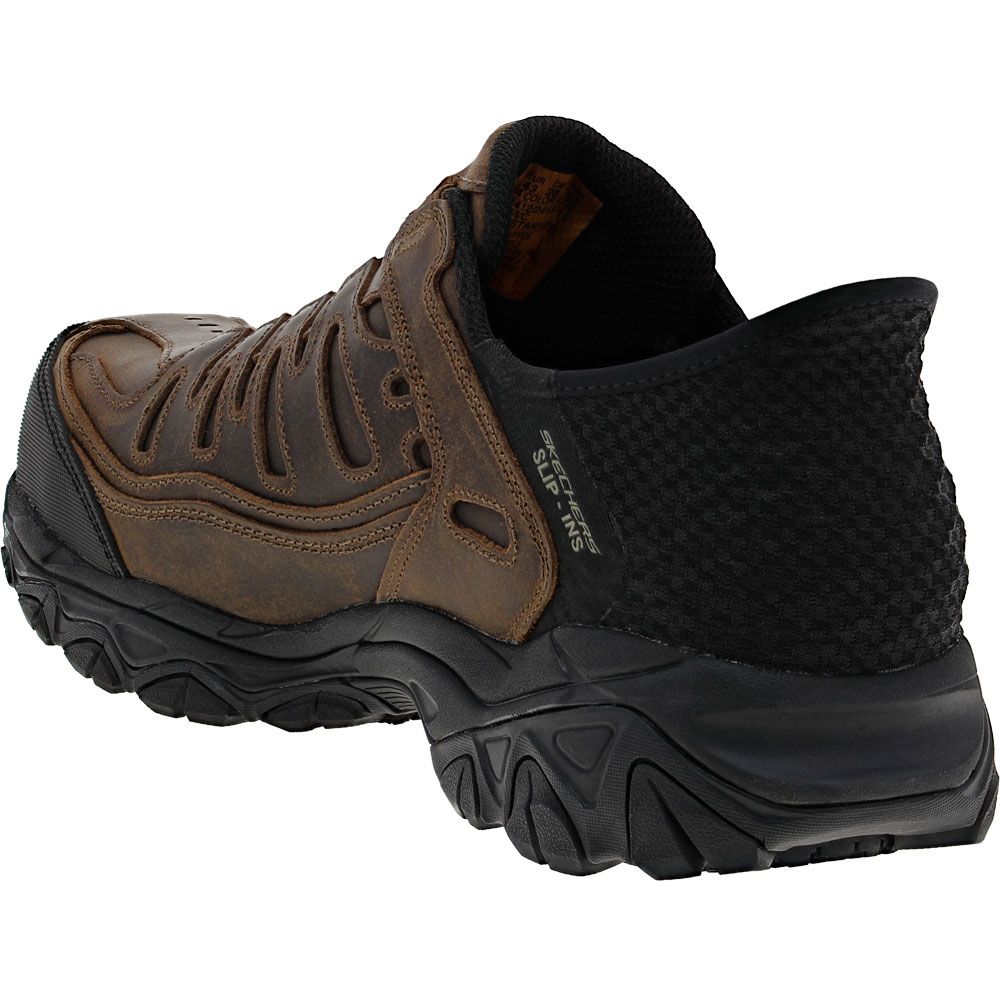 Skechers Work Slip-Ins Holdredge Ryker Composite Toe Work Shoes - Mens Brown Back View
