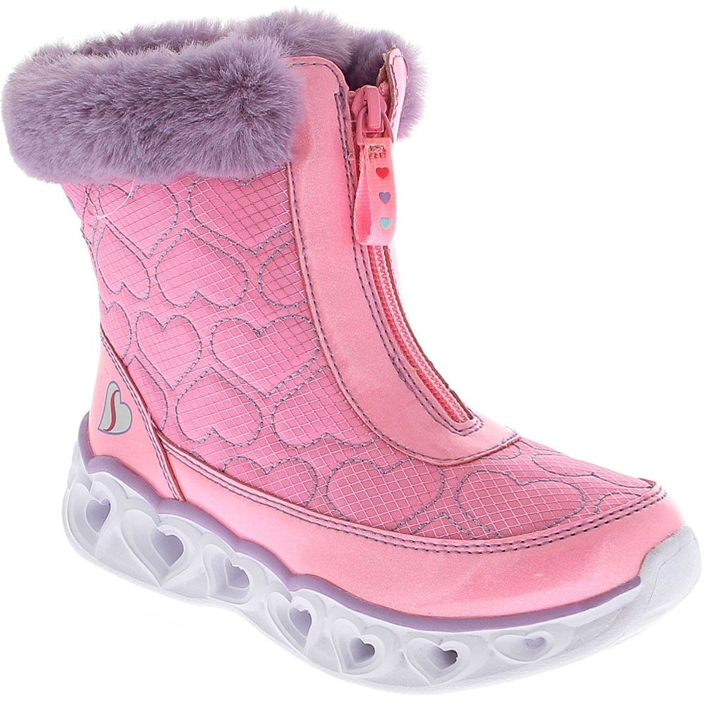 Skechers Heart Lights Boot Comfort Winter Boots - Girls Pink