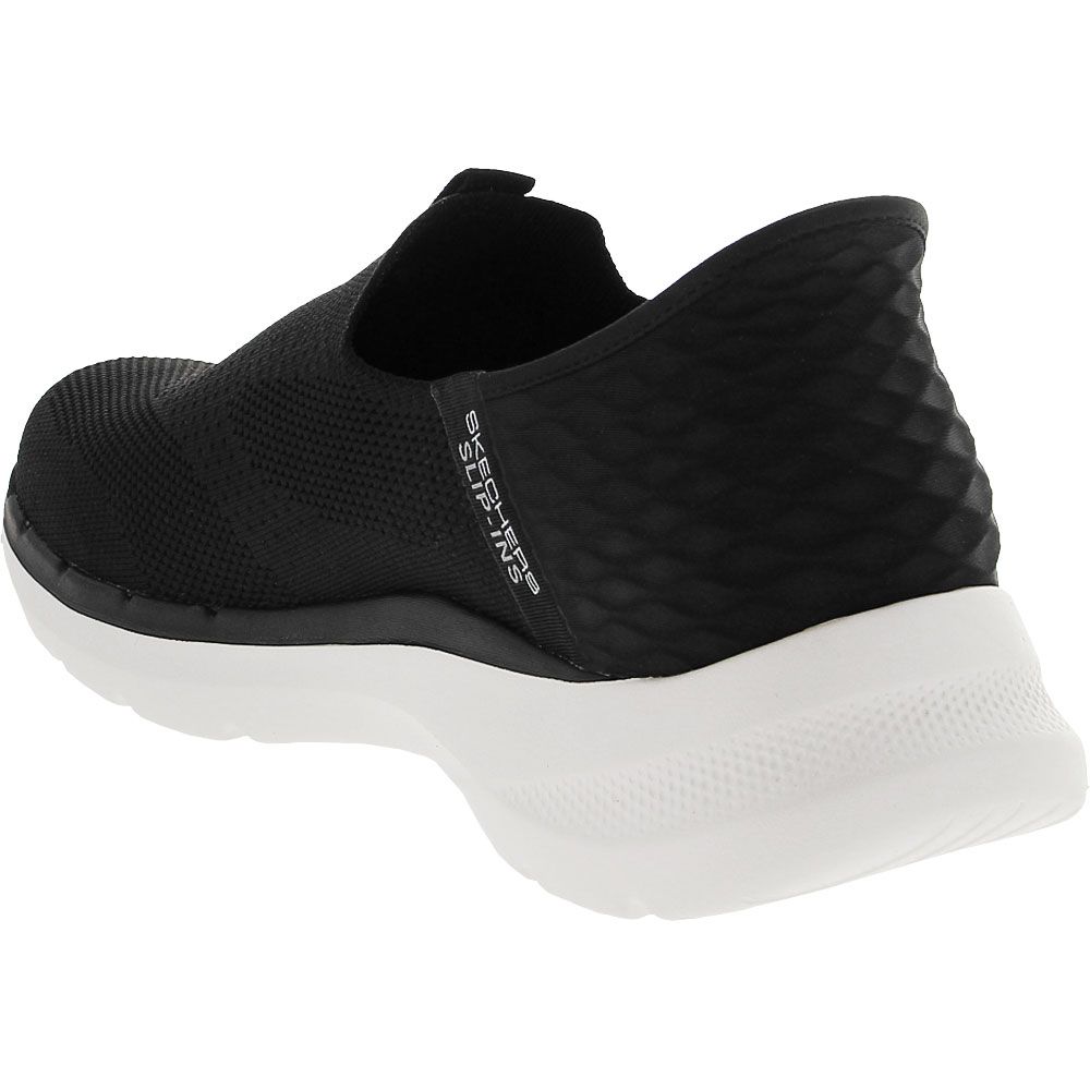 Skechers Slip Ins Go Walk 6 Easy On Walking Shoes - Mens Black White Back View