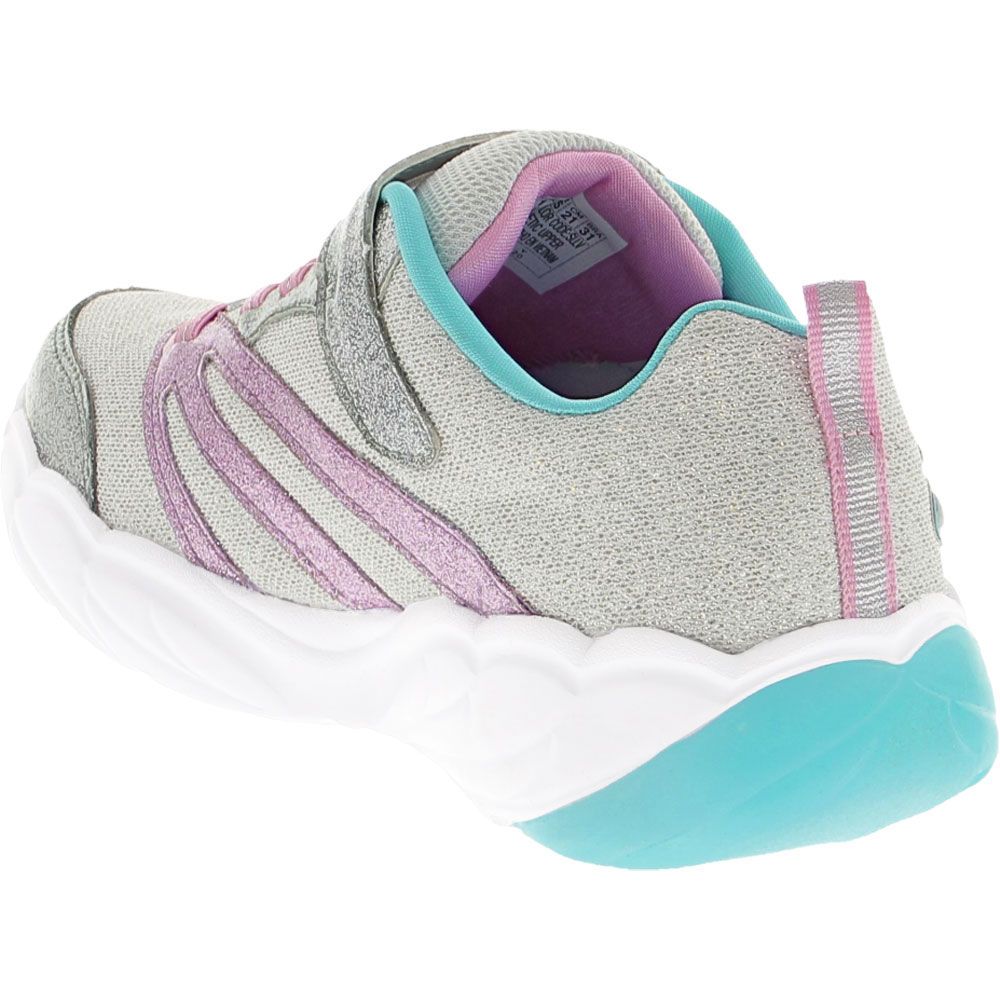 Skechers Fusion Flash Running - Girls Silver Lavender Back View